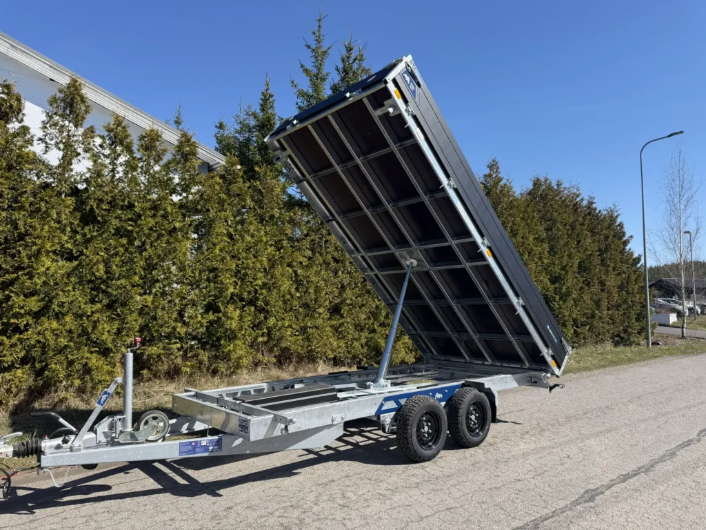 SARIS Heavy Duty kippivaunu lehtijousilla lava 406x204 cm kokonaispaino 3500 kg